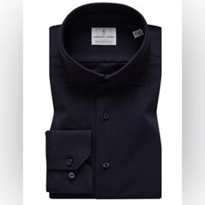 EMANUEL BERG MENS 4FLEX MODERN FIT STRETCH KNIT SHIRT NAVY LARGE NWOT